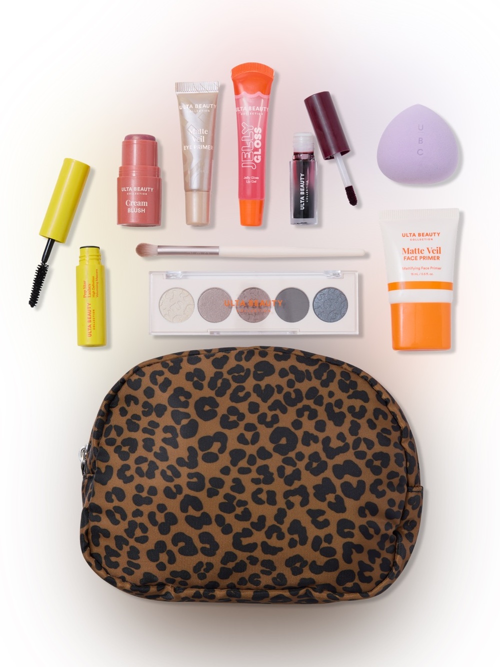Ulta Beauty Collection Leopard Print Cosmetic Pouch Gift Set NEW 10 pieces